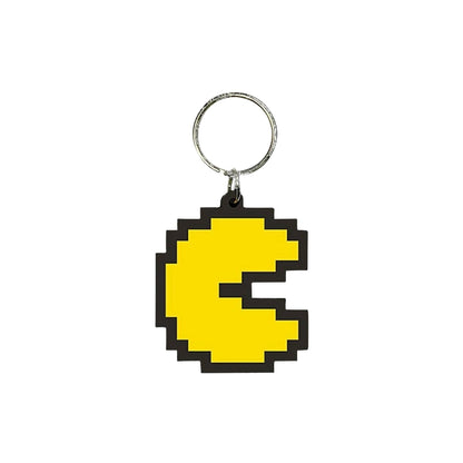 Pac-Man Rubber Keyring, Zip Pull or Backpack Charm (Pixel Design) - Official Merchandise
