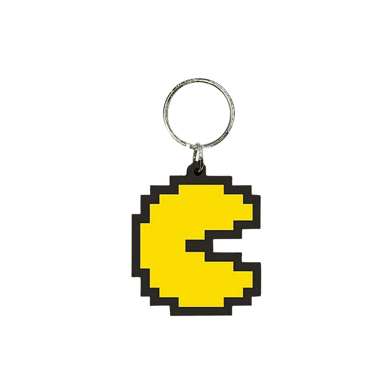 Pac-Man Rubber Keyring, Zip Pull or Backpack Charm (Pixel Design) - Official Merchandise