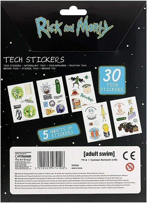 Rick and Morty Adventures Tech Stickers, Set of 30 Stickers for Laptops, Mobile Phones and Tablets - Official Merchandise