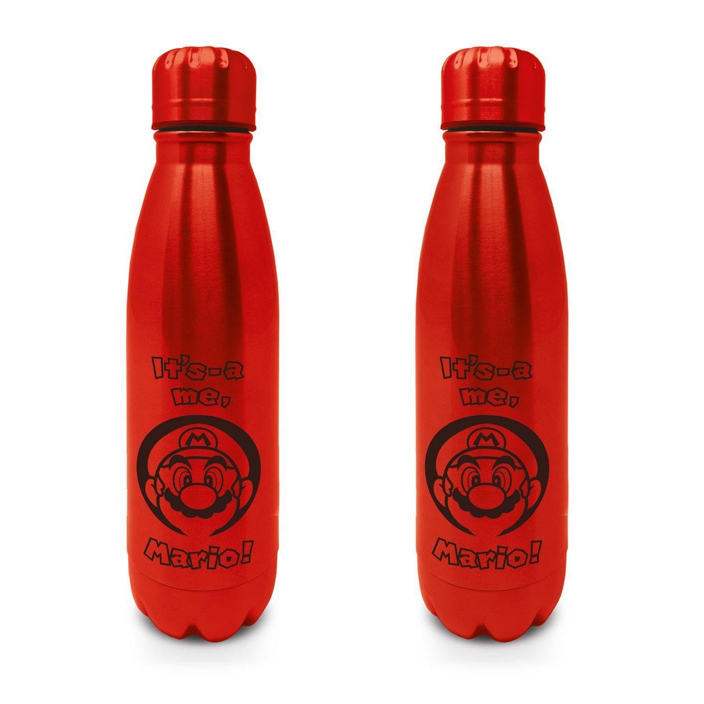 Pyramid International Nintendo Mini Cola Bottle (Super Mario Design) Metal Water Bottle 540ml Boys and Girls Water Bottle, Kids Water Bottles - Official Merchandise