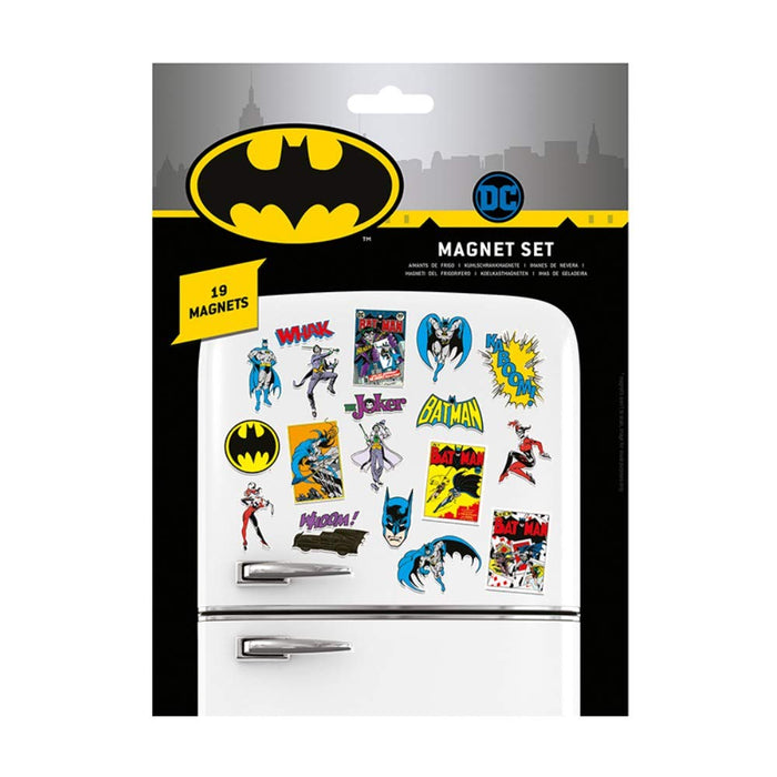 DC Comics Batman 19-Piece Magnet Set (Retro Batman Design) 19 Fridge Magnets for Fridge Decoration or Party Bags - Official Merchandise