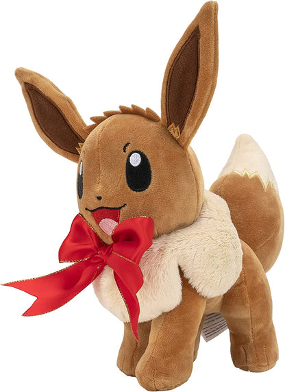 Pokèmon PKW0200 Holiday BOW-8-Inch Eevee Plush with Unique Accessory, Multi