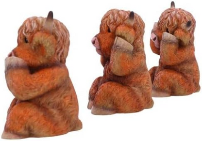 Nemesis Now Three Wise Highland Cows, Brown, 9.6cm