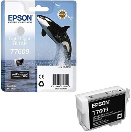 Epson Killer Whale T7609 Ink Cartridge, Light Light Black, Genuine