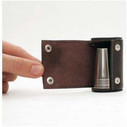 Kikkerland BA59 Shotbril met leren etui, roestvrij staal, zwart, 5-delige set