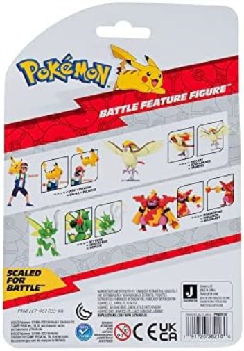 Pokémon PKW0167 Pokemon Feature 4.5-Inch Scyther Battle Figure with Chop Attack Arms, Multi