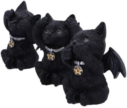 Nemesis Now Three Wise Vampuss Figurines 9cm, Resin, Black, Vampire Cat Figurines, Three Wise Vampuss Figurines, Witch Gift, Halloween Decoration, Cast in the Finest Resin, Lovingly Hand-Painted