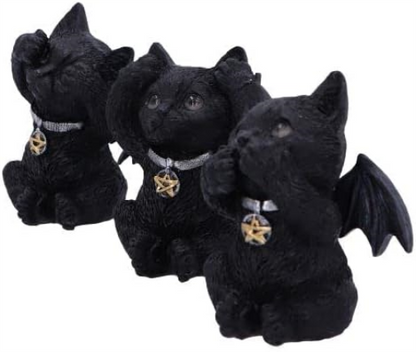 Nemesis Now Three Wise Vampuss Figurines 9cm, Resin, Black, Vampire Cat Figurines, Three Wise Vampuss Figurines, Witch Gift, Halloween Decoration, Cast in the Finest Resin, Lovingly Hand-Painted