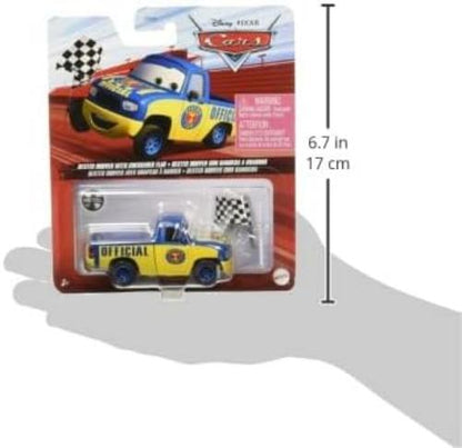 Disney Cars and Pixar Dexter Hover with Flag, 1:55 Scale Exit Toy Vehicle for Ages 3+