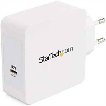 StarTech.com Cargador USB C de Pared - Cargador USB Tipo C de 60W para Ordenador Portátil - con Cable de 2m - Adaptador Universal de Alimentación Compacto USB C - Dell/Lenovo X1/HP/MacBook (WCH1CEU