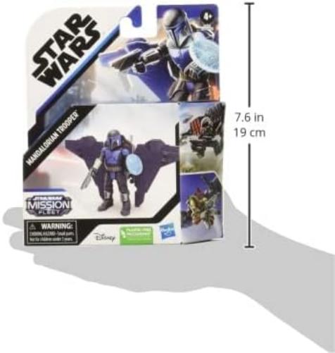 Star Wars Mission Fleet F1563 - Figura articulada de 6 cm + vehículo - Mandalorian Trooper