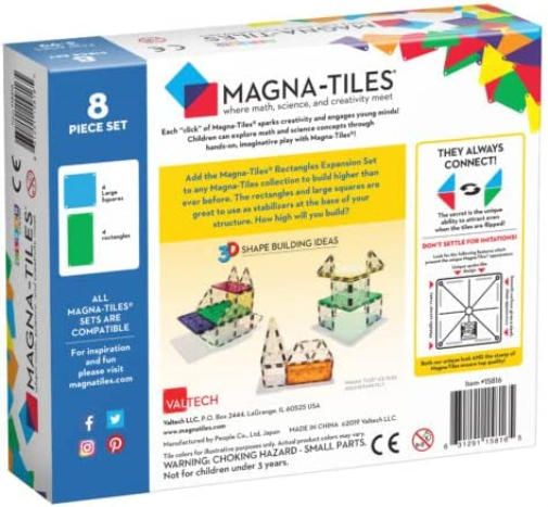 Magnatiles - Uitbreiding Vierhoeken - 8 stuks