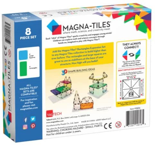 Magnatiles - Uitbreiding Vierhoeken - 8 stuks