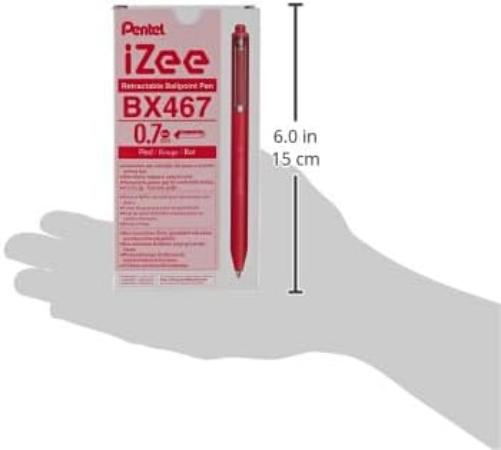 Pentel Bolígrafo de punta redonda I Zee, rojo, 0,7 mm, paquete de 12 unidades