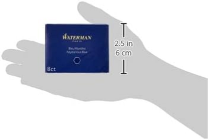 Waterman Fountain Pen Refill Ink Cartridges | Long Standard | Mysterious Blue | 8 Count