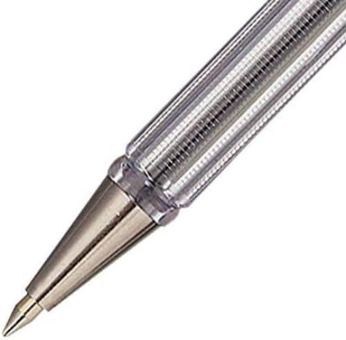 Pentel Super BK77-D Ballpoint Pen/fine Tip Crystal Plastic Barrel with Lid Green Ink-Pack of 12