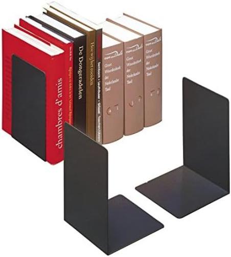 Durable Large Bookends | Pack of 2 Book Holders in Black | 160 x 220 x 160 mm (W x H x D) | Perfect for Keeping Books Neat and Tidy