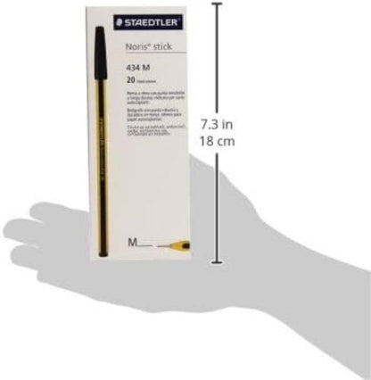 Staedtler Noris stick 434 - Caja de bolígrafos (20 unidades), color negro