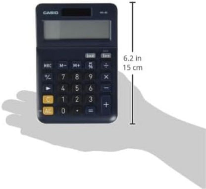 CASIO MS-8E Desktop Calculator 8 Digit Currency Conversion Rubber Feet Quick Correction Button Solar/Battery Operated,silver