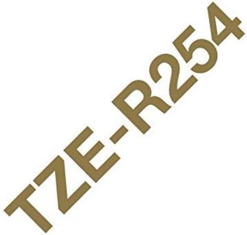Brother TZe-R254 Labelling Tape Cassette, Gold on White, 24mm (W) x 4M (L), Ribbon Tape, Brother Genuine Supplies