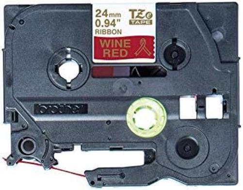 Original Brother Textiles Label Tape TZe-RW54 Gold on Wine red, 24 mm Wide, 4 m Long (for Brother P-Touch H200, H100LB/R, H105, E100/VP, D200/BW/VP, D210/VP, Cube, Cube Plus