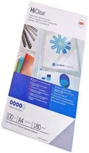 GBC HiClear Binding Covers, 180 micron, A4, Clear, Pack of 100, CE011880E