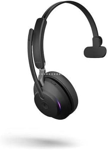 Jabra Evolve2 65 Wireless PC Headset – Noise Cancelling Microsoft Teams Certified Mono Headphones With Long-Lasting Battery – USB-A Bluetooth Adapter –