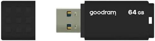 goodram USB Memory Stick with 64GB UME3 - USB 3.0 Data Storage Pen Drive - Read Speed up to 60 MBs - with Non-Slip Memory Stick - USB Flash Drive Black 10.3 x 12.3 x 1.2 cm