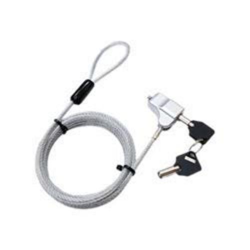 Hamlet XNBLOCK200KW Silver Cable Lock 2 m – Anti-Theft Cables (Silver, Round Key, Laptop, Plastic, Steel, 2 Key(s), 2 m