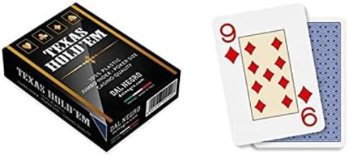 Dal – Deck of Professional Poker Cards Texas Hold'em Casino Quality, Plasticized and Waterproof, 1 Deck of 55 Jumbo Index with Jolly, Blue Back, Made in Italy