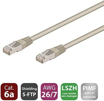 WP Cabling wpc-pat-6asf100 networking cable RJ45 Cat. 6 A, Double Shielded S-FTP PIMF, 100% Copper, 500 MHz Gigabit Ethernet LAN, LSZH, 10 M, Grey