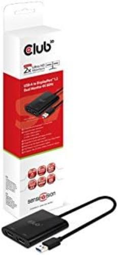 Club 3D USB A auf DisplayPort? 1.2 Dual Monitor 4K 60H USB A Stecker auf 2X DisplayPort Buchse schwarz