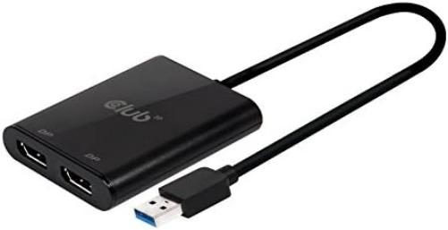 Club 3D USB A auf DisplayPort? 1.2 Dual Monitor 4K 60H USB A Stecker auf 2X DisplayPort Buchse schwarz