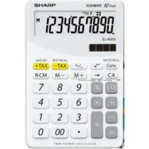 Sharp EL-332B-WH - Calculadora (Escritorio, Financiero, Color blanco, CR-2032 x 1, 100 x 149,1 x 27,2 mm