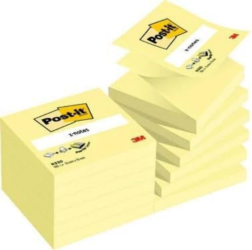 3M Post-It R330Y Z-Notes 76x76mm Z-Fold Yellow (Pack of 12), (R330 CY
