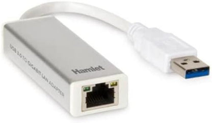 Hamlet HNU3GIGA adaptador y tarjeta de red Ethernet 1000 Mbit/s - Accesorio de red (Alámbrico, USB, Ethernet, 1000 Mbit/s, Blanco