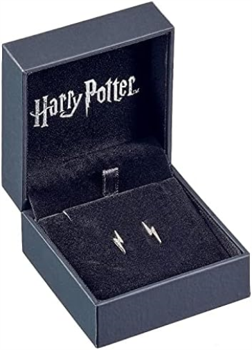 Harry Potter Sterling Silver Lightning Bolt Stud Earrings Embellished with Crystal Elements