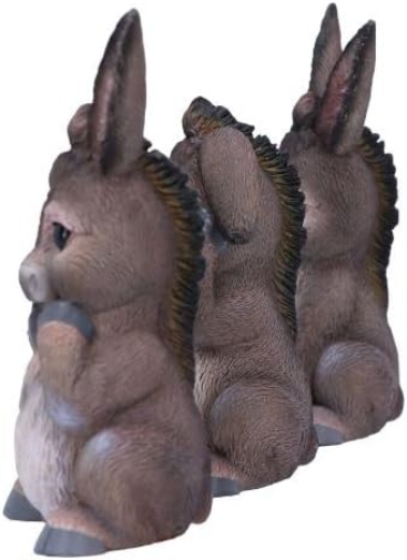 Nemesis Now Three Wise Donkeys - Trío de Figuras de Burro (11 cm), Resina, Gris, mercancía Animal, fundida en la Mejor Resina, Pintada a Mano