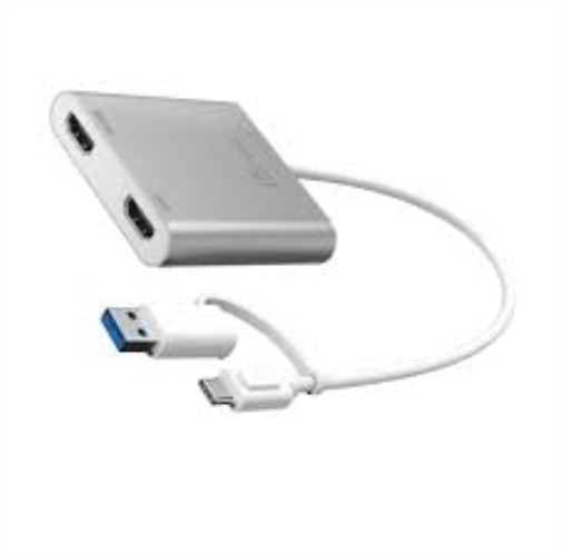 J5create JCA365 USB-C to Dual HDMI 4K + 2K Multi-Monitor Adapter - (USB-C to 2 x HDMI) - Includes USB-C to USB-A adaptor