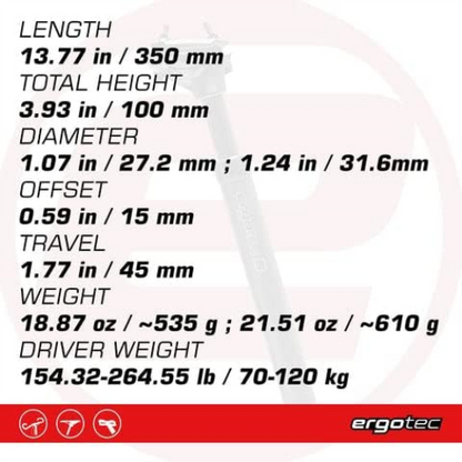 ergotec Unisex - Adult SP-10.0 Spring Seatpost, Black, One Size