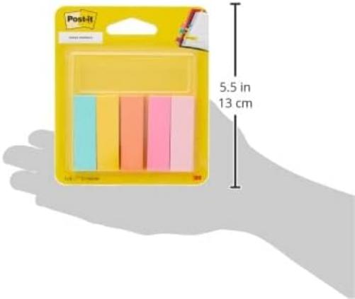 Post-It 7100259442 Segnapagina in carta, Collezione Beachside, 15 mm x 50 mm, 50 foglietti/blocchetto, 5 blocchetti/confezione