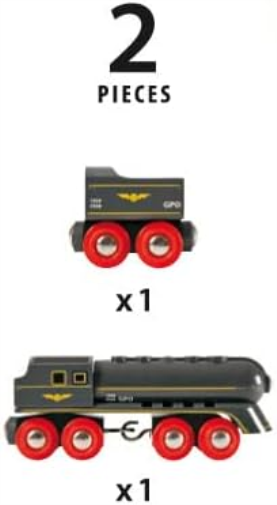 BRIO World Speedy Bullet Engine Train Toy for Kids Age 3 Years Up - Wooden Railway Set Add On Accessories