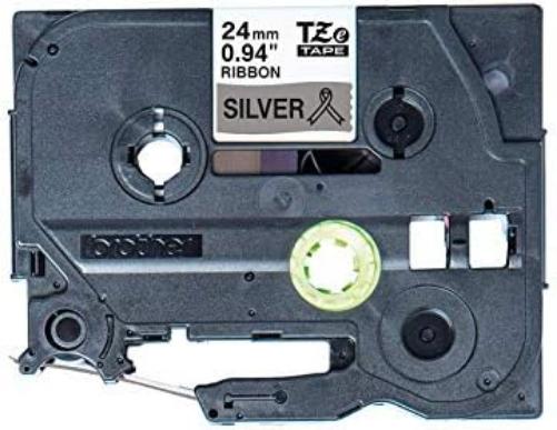 Original Brother Textiles TZe-R951 Label Tape Black on Silver Width 24 mm Length 4 m for Brother P-Touch H200, H100LB/R, H105, E100/VP, D200/BW/VP, D210/VP, Cube, Cube Plus