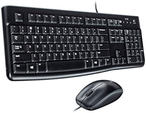 Logitech MK120 Combo con Teclado y Ratón con Cable para Windows, Disposición QWERTY Italiano - Negro