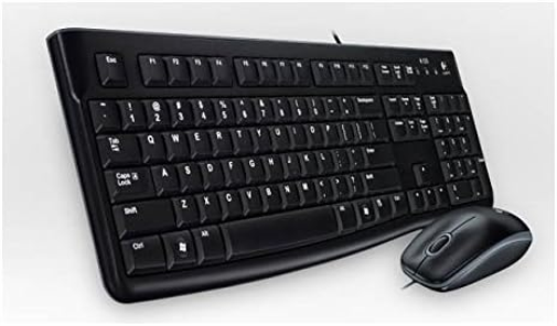 Logitech MK120 Combo con Teclado y Ratón con Cable para Windows, Disposición QWERTY Italiano - Negro