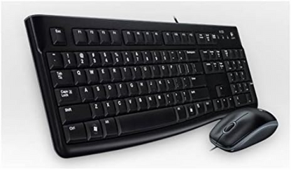 Logitech MK120 Combo con Teclado y Ratón con Cable para Windows, Disposición QWERTY Italiano - Negro