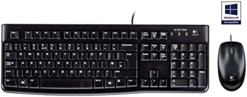 Logitech MK120 Wired Keyboard and Mouse Combo for Windows, QWERTY Spanish Layout - Black