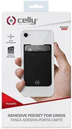 Celly card slot with adhesive