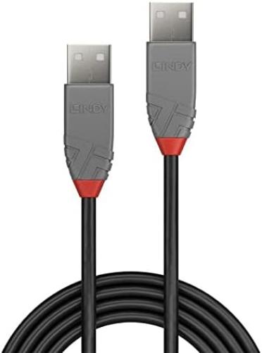 LINDY 36695 USB 2.0 Type A to A Cable, Anthra Line - Black