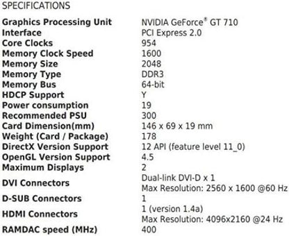 MSI GeForce GT 710 2GD3H LP Graphics Card '2GB DDR3, 954MHz, Low Profile, Low Consumption, VGA, DVI-D, HDMI, HTPC, Silent Passive Fanless Cooling System'